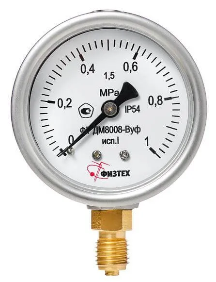 Вакуумметры, мановакуумметры, манометры общетехнические пылевлагозащищенные ДВ8008-ВУф, ДА8008-ВУф, ДМ8008-ВУф исп 1 Без заполнения