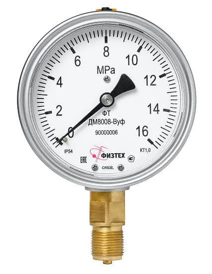 Вакуумметры, мановакуумметры, манометры общетехнические пылевлагозащищенные ДВ8008-ВУф, ДА8008-ВУф, ДМ8008-ВУф Без заполнения