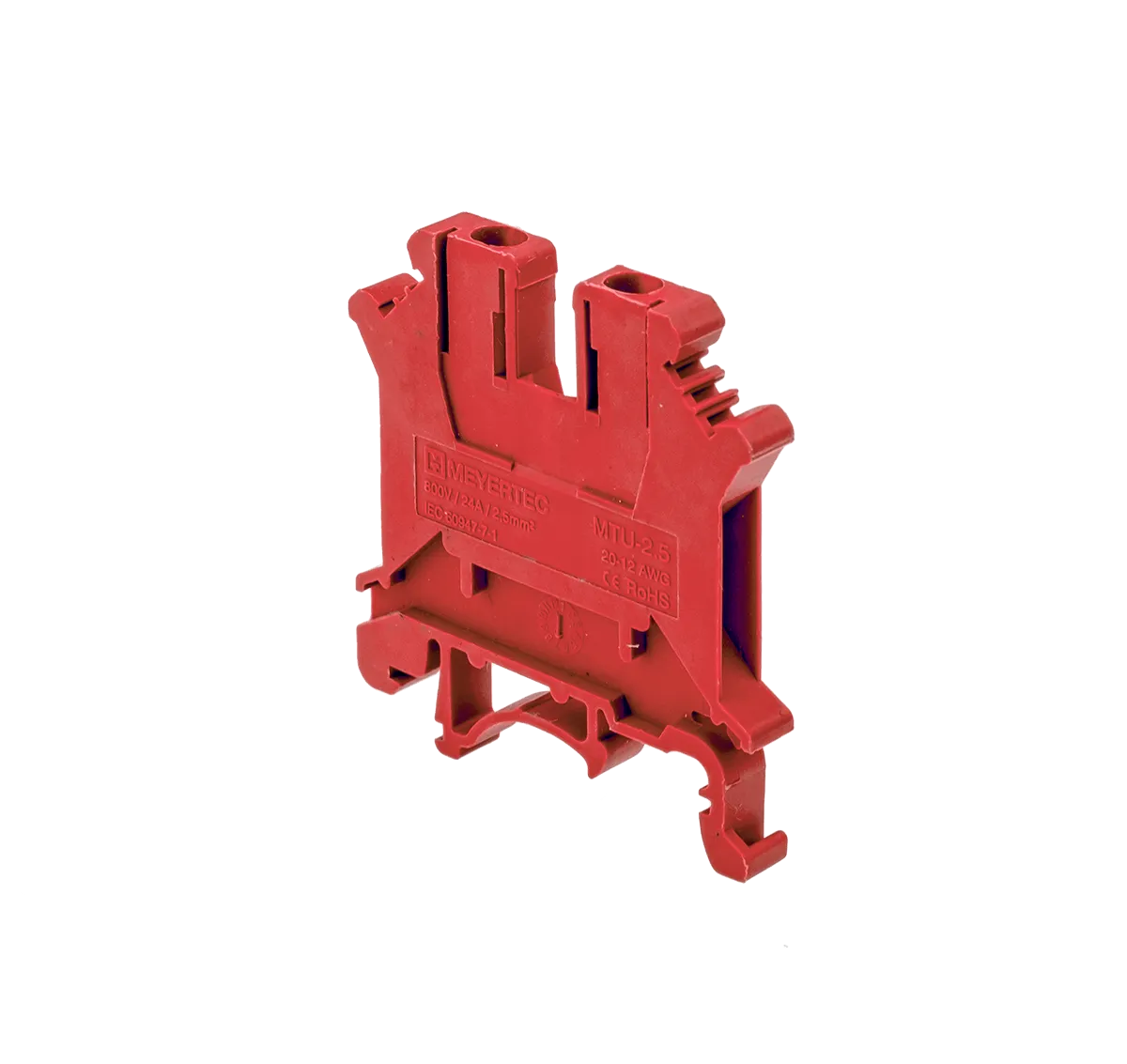 Клемма винтовая проходная, 2.5 мм², красная