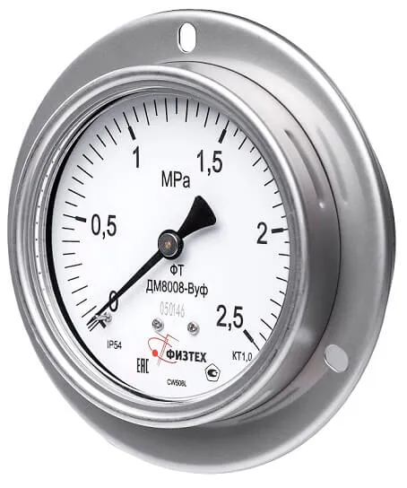 Вакуумметры, мановакуумметры, манометры общетехнические пылевлагозащищенные ДВ8008-ВУф, ДА8008-ВУф, ДМ8008-ВУф Без заполнения