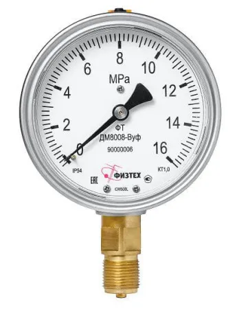 Вакуумметры, мановакуумметры, манометры общетехнические пылевлагозащищенные ДВ8008-ВУф, ДА8008-ВУф, ДМ8008-ВУф Без заполнения