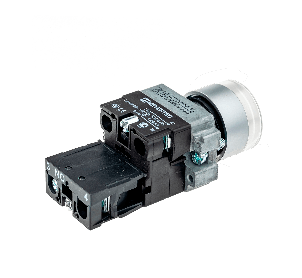 Кнопка с подсветкой белая 220V 1NO