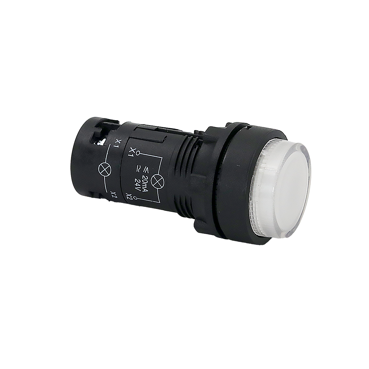 Кнопка белая выступающая с подсветкой, 1NO, 24V AC/DC, IP54, пластик