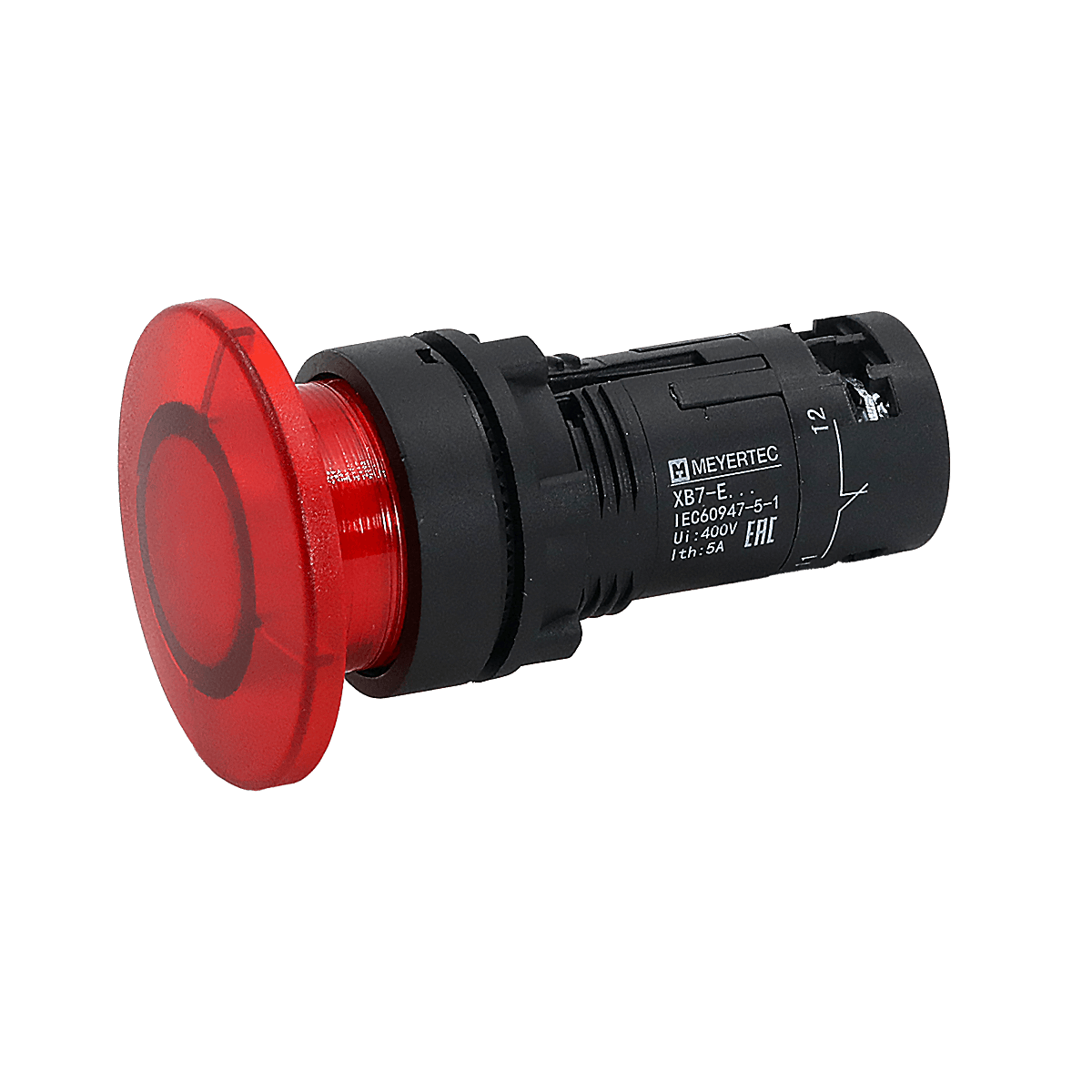 Кнопка грибовидная красная с подсветкой, Ø40 мм, 1NC, 220V AC, IP54, пластик