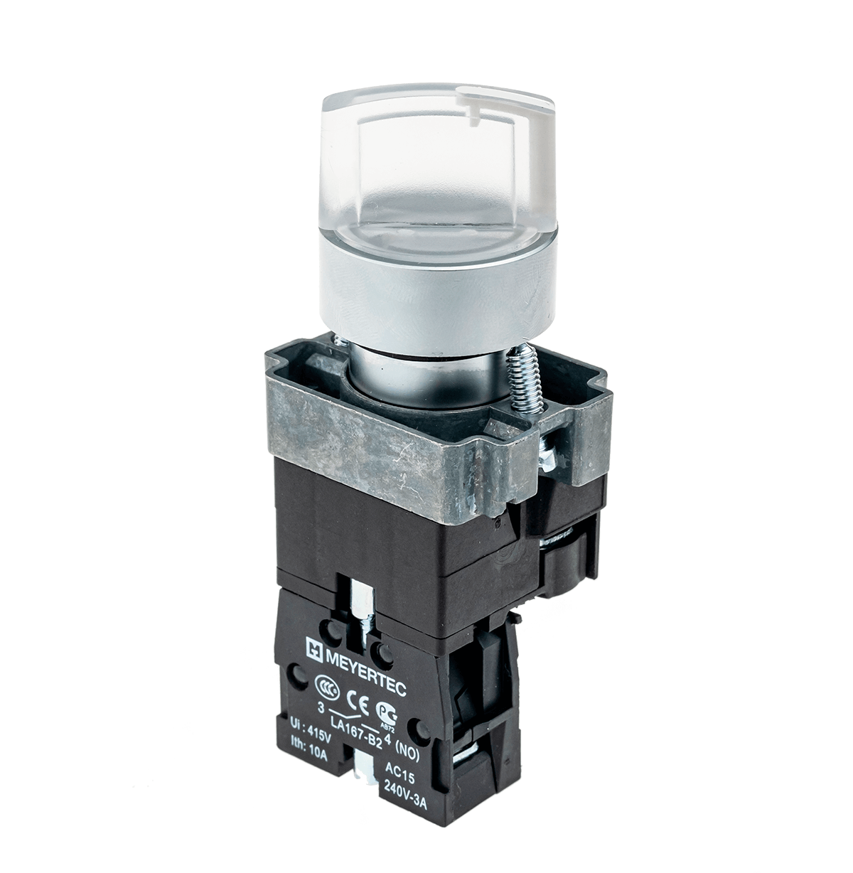Переключатель с подсветкой, с фиксацией, 220V AC/DC, белый, 2 положения, 1NO