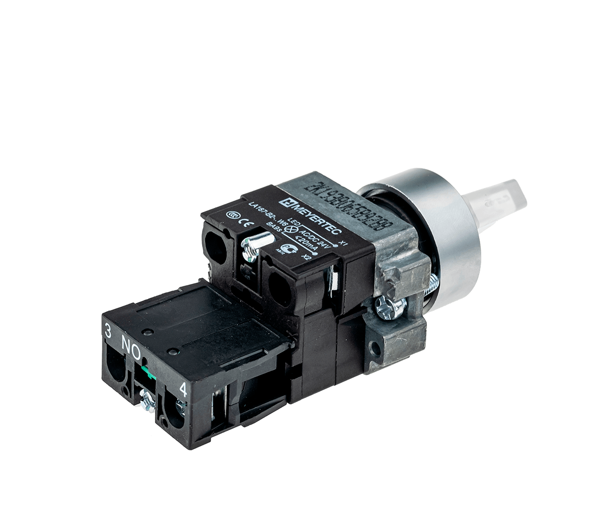 Переключатель с подсветкой, с фиксацией, 220V AC/DC, белый, 2 положения, 1NO