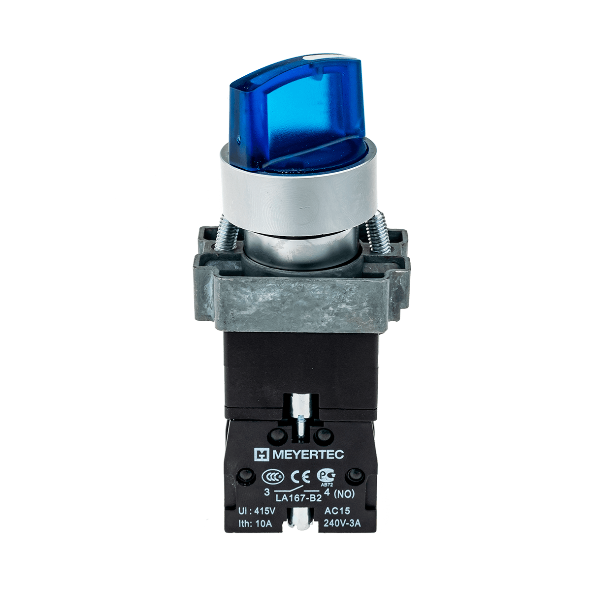 Переключатель с подсветкой, с фиксацией, 24V AC/DC, синий, 2 положения, 1NO