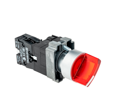 Переключатель с подсветкой, с фиксацией, 220V AC/DC, красный, 3 положения, 1NC